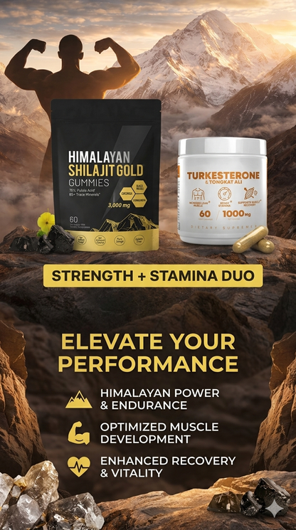 Himalayan Shilajit Gold Gummies + Turkesterone & Tongkat Ali | Strength & Stamina Stack
