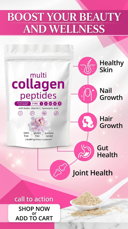 Hydrolyzed Collagen Peptides + Biotin, Vitamin C & Hyaluronic Acid – 1lb