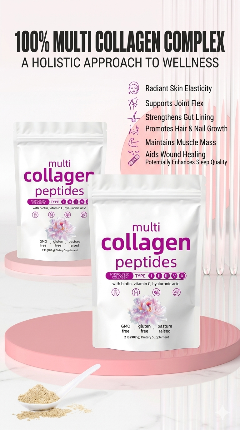 Hydrolyzed Collagen Peptides + Biotin, Vitamin C & Hyaluronic Acid – 1lb