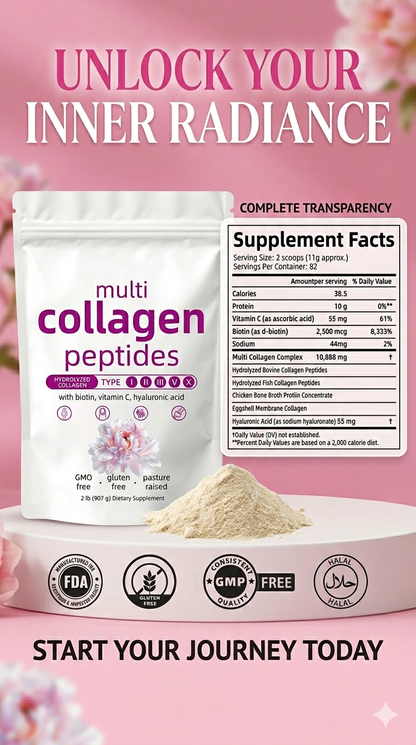 Hydrolyzed Collagen Peptides + Biotin, Vitamin C & Hyaluronic Acid – 1lb
