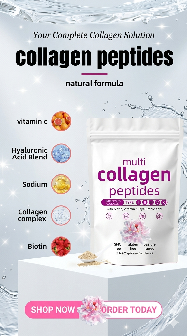 Hydrolyzed Collagen Peptides + Biotin, Vitamin C & Hyaluronic Acid – 1lb